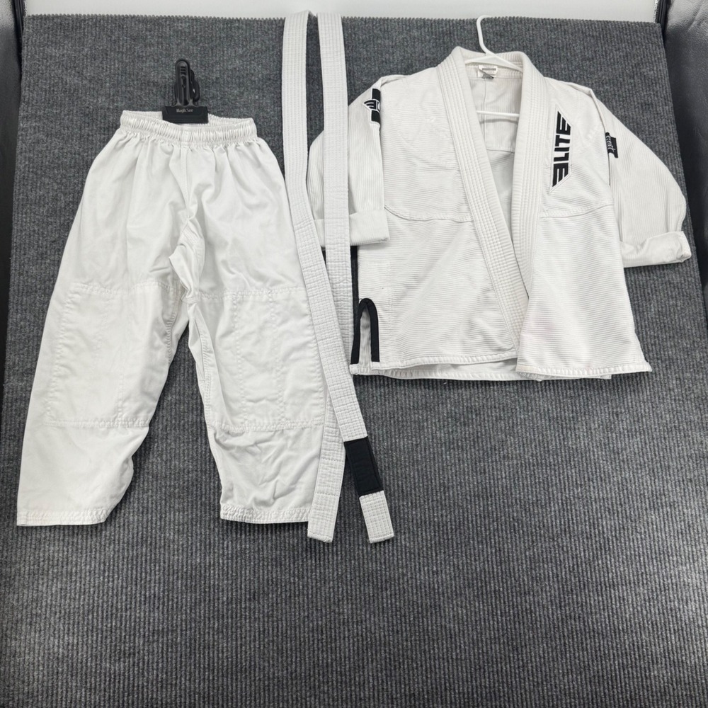 Elite Sports BJJ Gi Kids Size C1 White (READ) Good Pearl Weave Jiu Jitsu Uniform